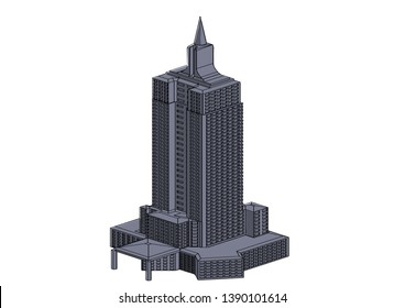 Gray buildings in the white background