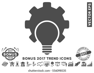 Gray Bulb Configuration Gear pictograph with bonus 2017 year trend pictures. Vector illustration style is flat iconic symbols, white background.