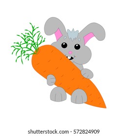 Gray bunny with carrot