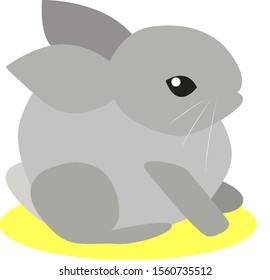 Gray bunny, illustration, vector on white background.