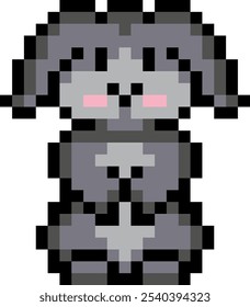 Gray Bunny Pixel Art Vector