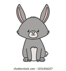 gray bunny sitting on white background vector illustration
