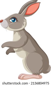 Ilustración lateral de pie del conejo gris