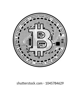 Gray business background with candlesticks and black bitcoin symbol