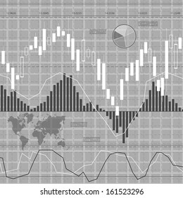 Gray business background with candlesticks. eps10