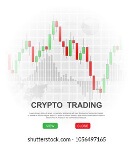 Gray business background with different charts and color market candlesticks