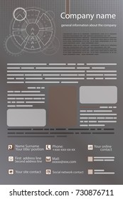 gray business background. silver card of the techno organization with contacts and place under the text. illustration for your design