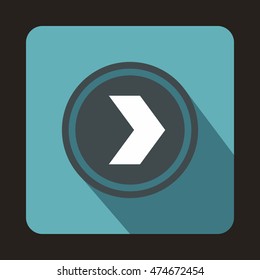 Gray button with whire arrow icon in flat style with long shadow