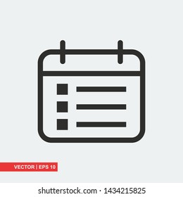 Gray calendar icon on white background, vector illustration