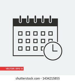 Gray calendar icon on white background, vector illustration