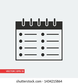 Gray calendar icon on white background, vector illustration