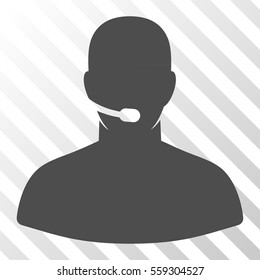 Gray Call Center Operator interface pictogram. Vector pictogram style is a flat symbol on diagonal hatch transparent background.