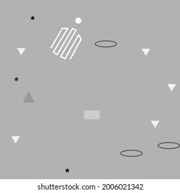 Gray Calm Square Digital Geometrical Art Illustration. White Pastel Grey Modern Art Pattern. Black Silver Shadows Vector Illustration. Polygon Chaos Oval Triangle Modern Hipster Style Background.