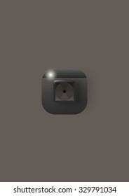 Gray camera icon with flash