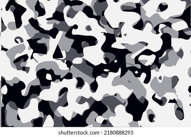Gray camouflage army pattern for printing clothes, fabric, paper. Vector