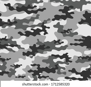 
Gray camouflage army seamless pattern for printing clothes, fabric, paper. Vector