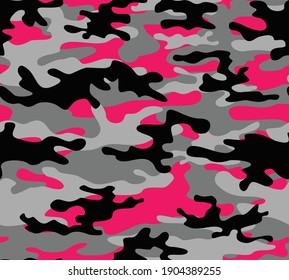 Gray Camouflage Pink Spots Repeat Print Trendy Modern Design
