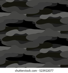 Gray camouflage seamless vector pattern. Soldier uniform patchy pattern.
