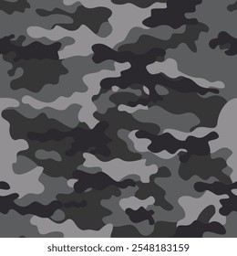 Camuflaje gris, textura militar de Vector, diseño de moda