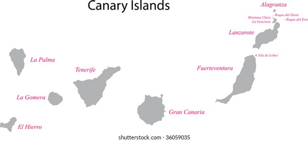 Gray Canary Islands Map