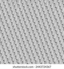 Gray canvas with some interrupted and zigzag seams. Textured background crossed by oblique broken stripes. Abstract vector seamless.