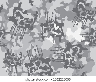 Gray caouflage pattern.Abstract military design.Seamless wallpaper.Vector background.
