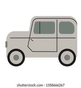 gray car flat illustration on white