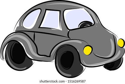 Gray car, illustration, vector on white background.