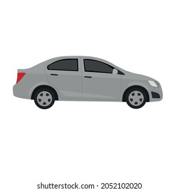 Gray car on a white background. Flat vector illustration
