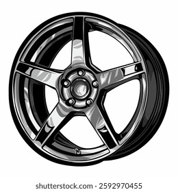 Gray Car Rim Vector Design Illustrator