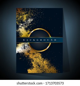 Graue Karte mit doppelter Grenze und goldenem Spatter	