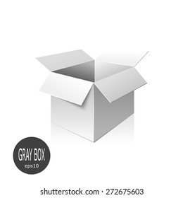 Gray cardboard box isolated on white background. Vector illustration.