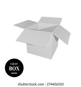Gray cardboard box isolated on white background. Vector illustration. EPS10