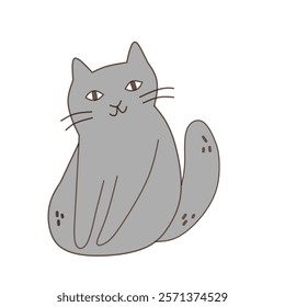 gray cartoon cat very cute