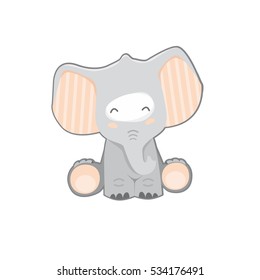 Gray cartoon elephant on a white background