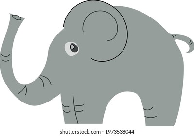 Gray cartoon elephant vector graphics