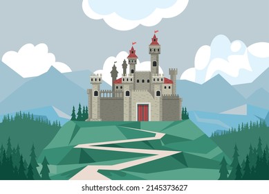 gray castle in landscape scene