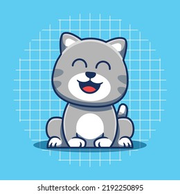 Gray cat character with cute expression vector illustration.