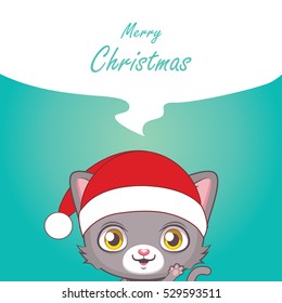 Gray cat Christmas card