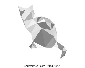 Gray cat from geometric elements - vector illustration