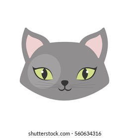 gray cat green eyes pet animal vector illustration eps 10