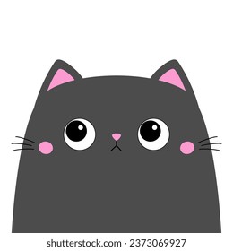 Gray cat head face silhouette icon. Pink little nose, ears. Big eyes. Cute cartoon kawaii baby character. Funny kitten. Pet animal. Sticker print. Flat design. Pink background. Vector illustration