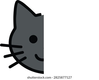 Gray cat head icon with whiskers for web and app interface design