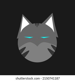 Gray cat. cat icon. blue eyed cat