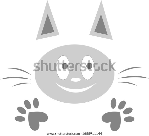 Gray cat logo cute pet with\
divided parts object on a white background concept of popular\
animals