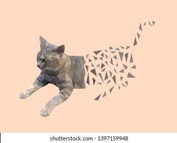 Gray cat low polygonal design