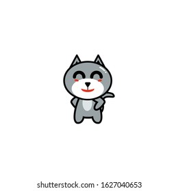 gray cat mascot or stickers. Cute character