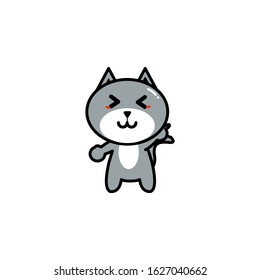 gray cat mascot or stickers. Cute character
