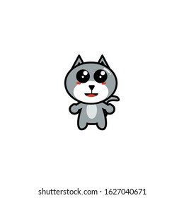gray cat mascot or stickers. Cute character