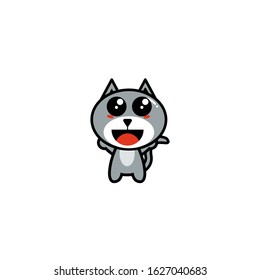 gray cat mascot or stickers. Cute character